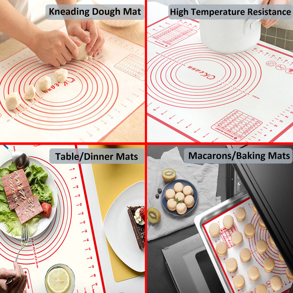 Silicone Baking Mat,26 x 16Extra Thick Large Non Stick Sheet Mat with  Measurement Non-slip Dough Rolling Mat,Reusable Food Grade Silicone Counter