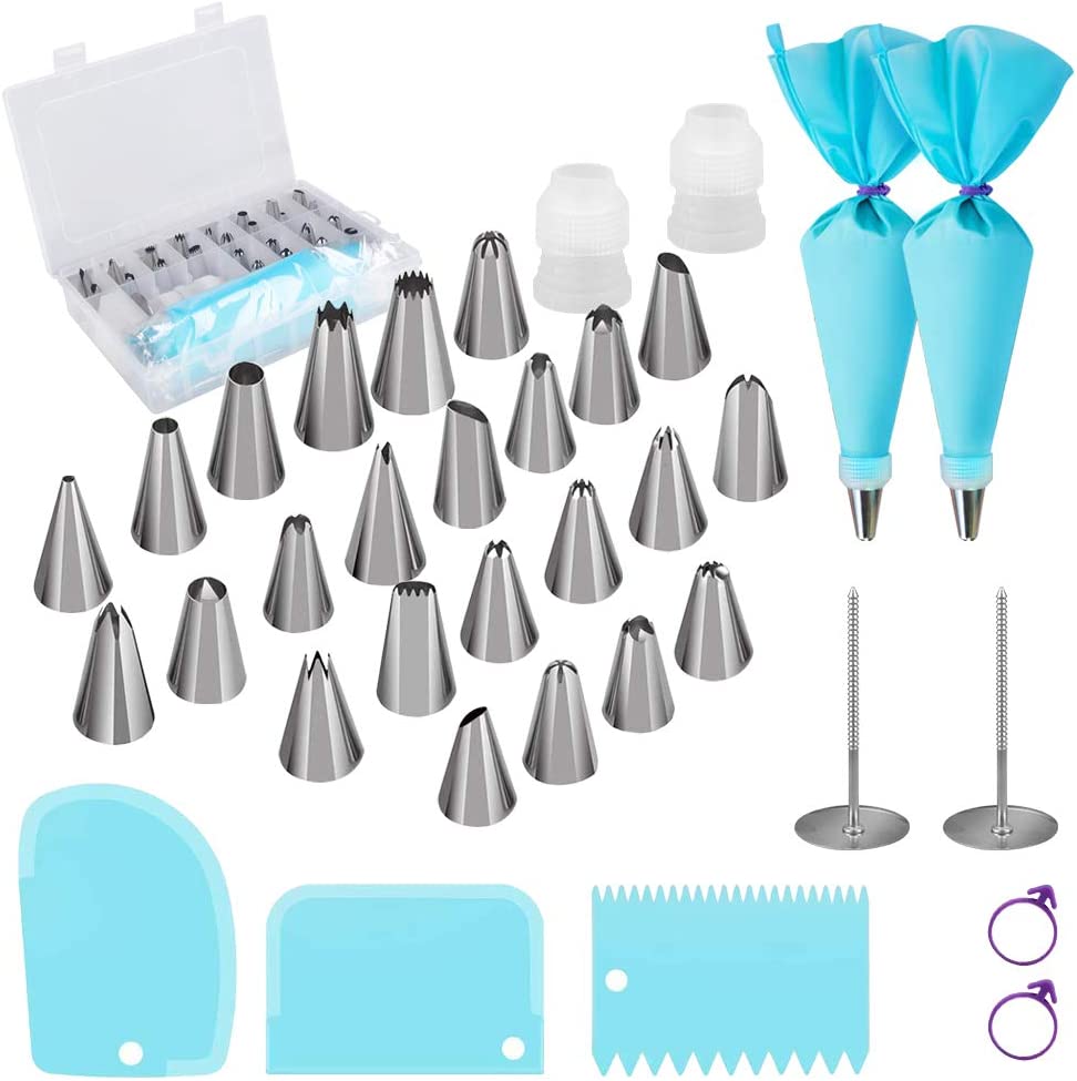 Generic 200 Pcs Cake Decorating Supplies Kit for Beginners-1 Cake Turntable  Stand with Piping bags and Tips -2 Spatula-Cake Leveler & Icing Smoother-55  Piping tips & Nozzles-Baking tools -20 Cupcake liners KSA |